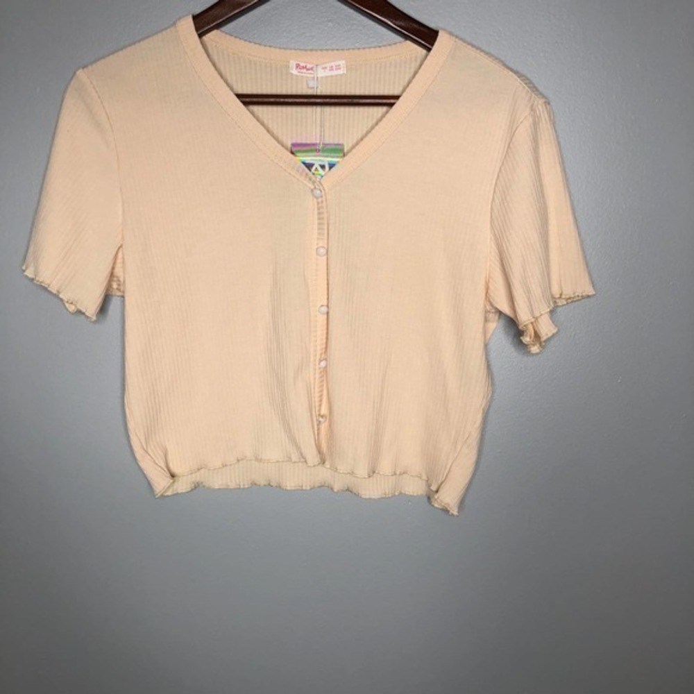 NWT romwe short sleeve button up crop cardigan